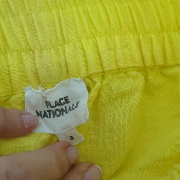 Anthro Place Nationale Yellow Linen Embroidered Shorts - Picture 7 of 11